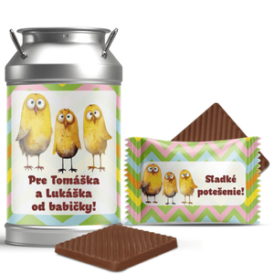 #708 Veľkonočné mini čokoládky v dózičke s vlastným textom