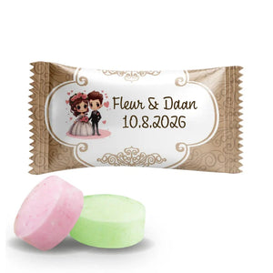 #B208E Fruitbonbons met eigen tekst voor bruiloften