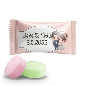 #B210E Fruitbonbons met eigen tekst voor bruiloften