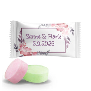 #B212E Fruitbonbons met eigen tekst voor bruiloften