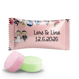 #B219E Fruitbonbons met eigen tekst voor bruiloften