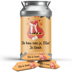 #N87L Karamelbonbons in blik met eigen tekst