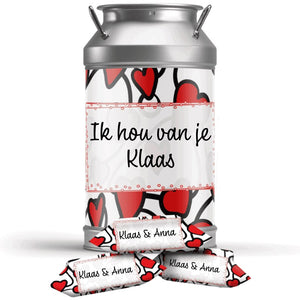 #B93E Karamelbonbons in blik met eigen tekst