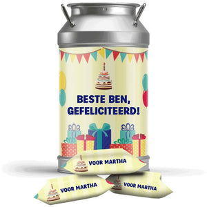 #N96L Karamelbonbons in blik met eigen tekst