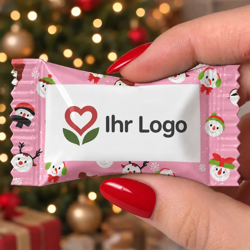 Personalisierte Süßigkeiten im rosa Döschen mit Ihrem Logo
