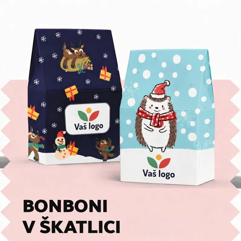 Božični bonboni v škatlici z vašim logotipom