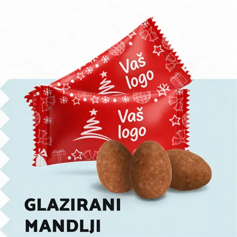 Glazirani mandlji v čokoladi z vašim logotipom – Božič